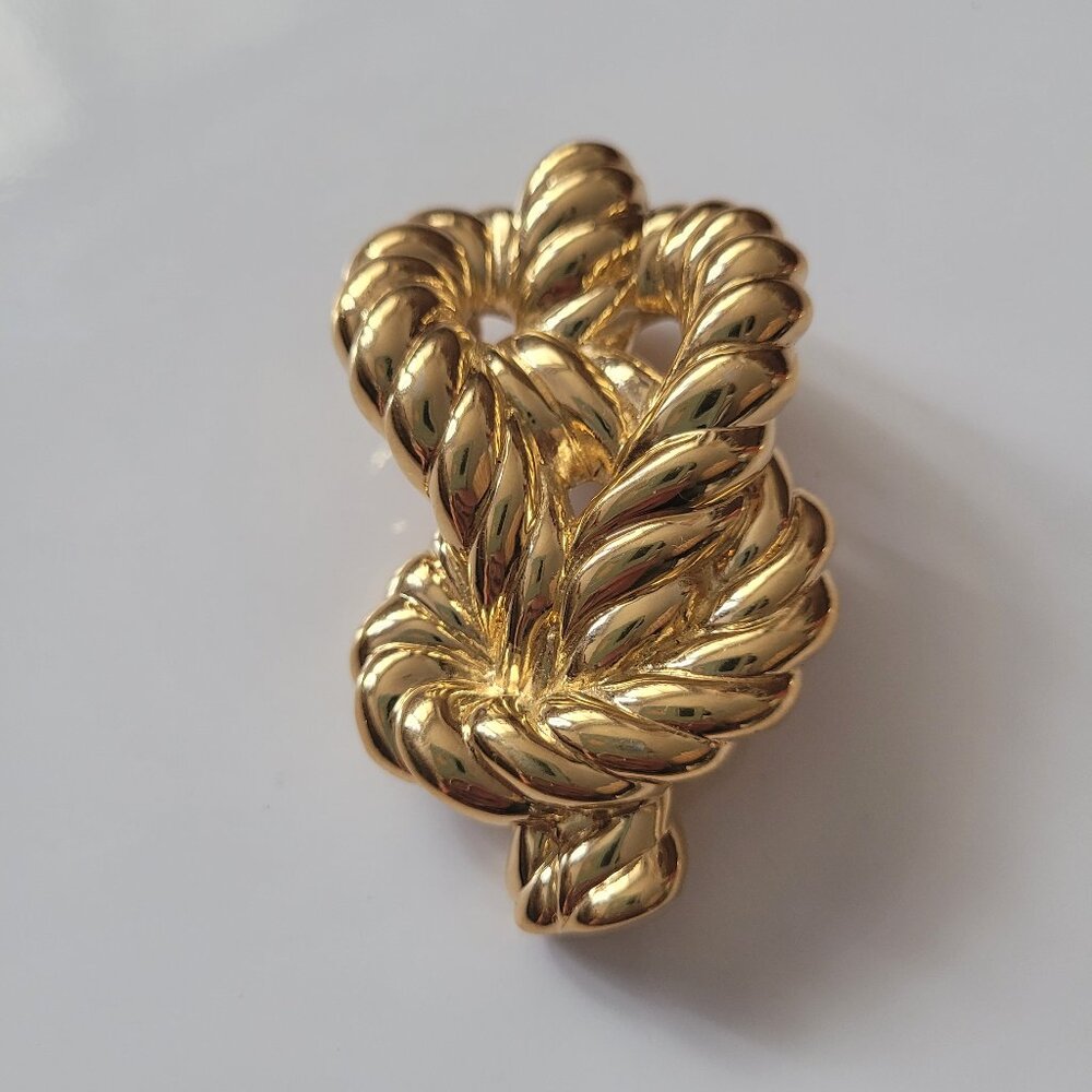 Nina Ricci Vintage Gold-Toned Gilded Twisted Gold Knot Brooch